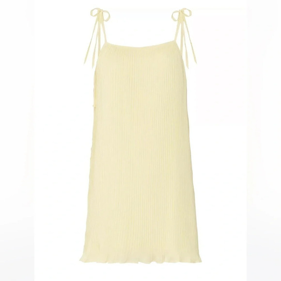BCBGeneration Buttermilk Yellow Pleated Mini Dress - Size L - NWT - Picture 2 of 12